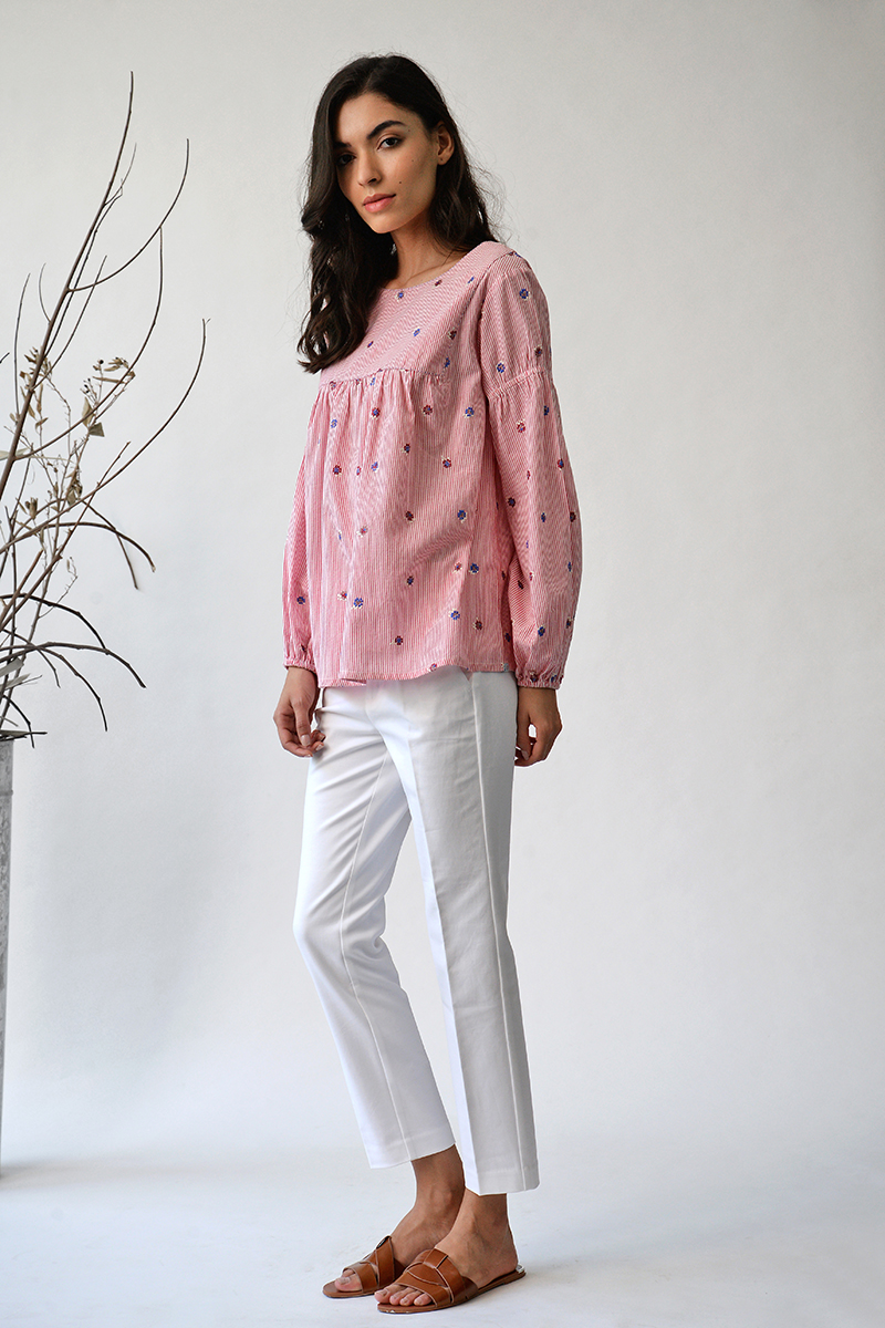 Floribunda rose peasant top